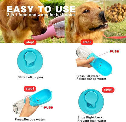 Portable pet Water Bottle with Food Container